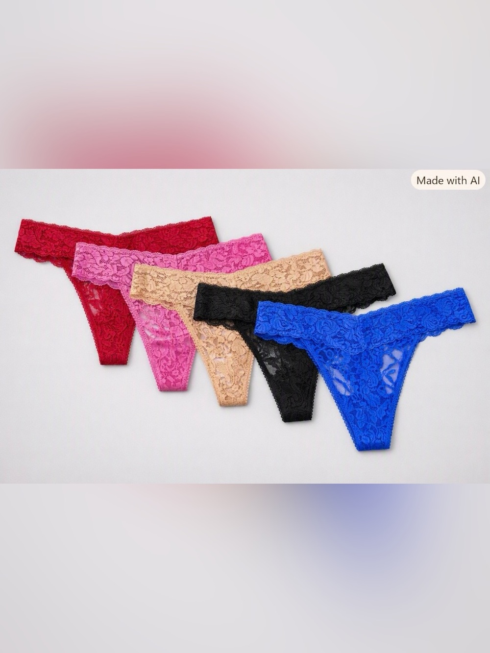 NWT Lot of 5 Frederick's of Hollywood Floral Lace Thong Panties 2X Multi Color